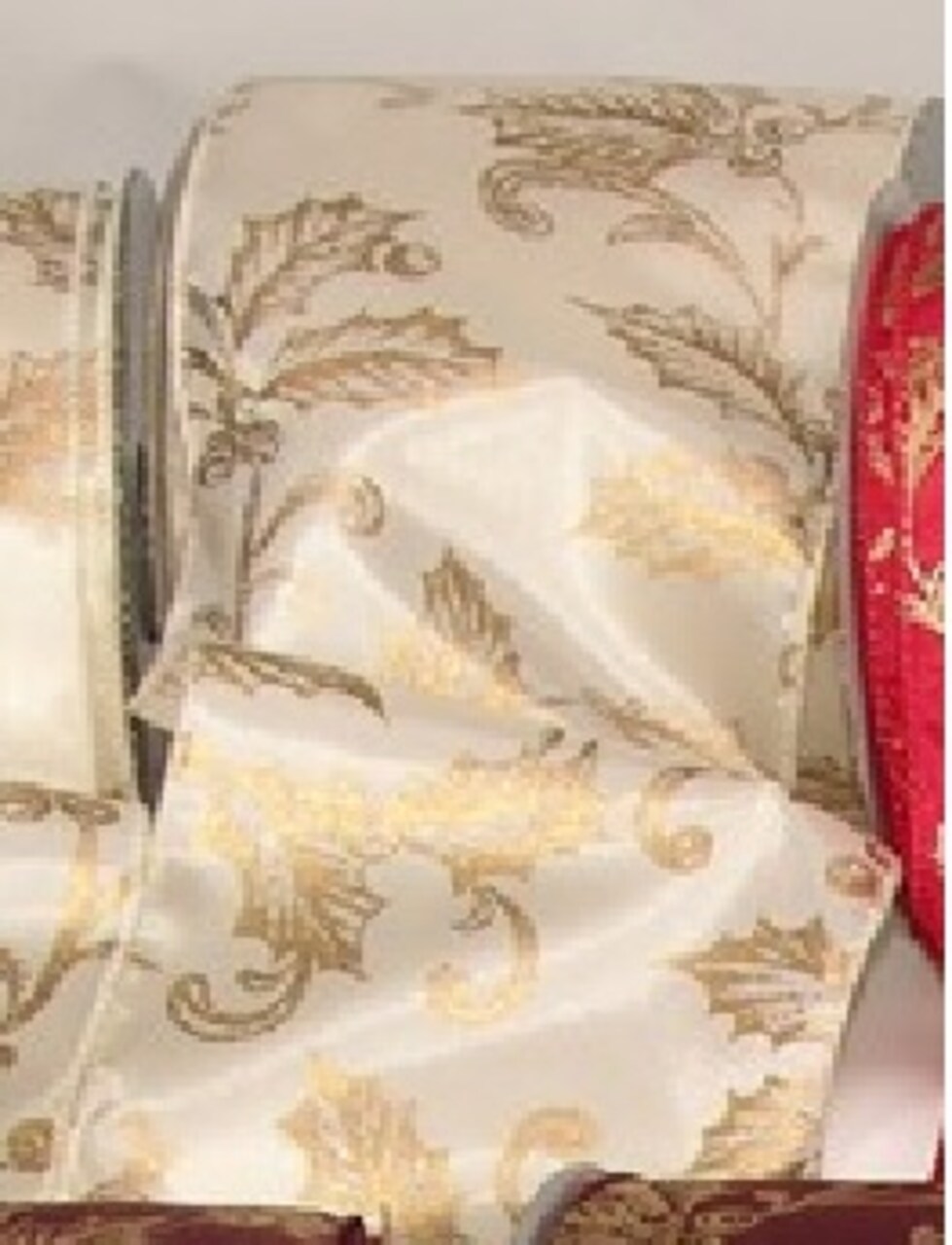 The Ribbon People Ivory with Gold Poinsettia Wired Craft Ribbon 0.15" x 20 Yards